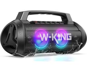 W-KING Cassa Bluetooth Portatile, 120W Peak Altoparlante Bluetooth Loud Subwoofer Suono Stereo con Luce LED, IPX6, DSP, 42H, MIC in, Banca di Potenza, Wireless Cassa per Esterno, Feste, Spiaggia,Regal