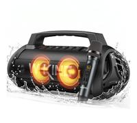 W-KING Cassa Karaoke Portatile 120W con Microfono Wireless + Ingresso Jack 6.5mm per Microfono Cablato,Altoparlante Bluetooth con 70W Subwoofer,LED/IPX6/42H, Suono 110dB per Feste/campeggio/Duetti