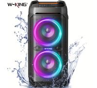 Altoparlanti Bluetooth W-KING 100W RMS, impermeabile IPX6, V5.3 Boombox portatile per feste Bassi Black