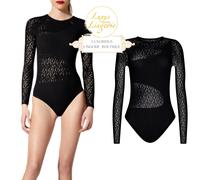 W NET BODY Di Wolford S Nero Trasparente Rete Asimmetrico Full-Cover