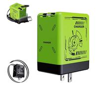 W&O 2 in 1 Charger(Type C/L), 120w Compatible Fast, Retractable Wall, All in One Foldable Plug for iPhone, Fast Charging Power Adapter for Smartphone (Green)