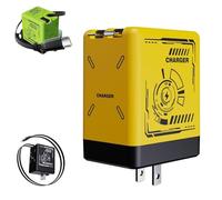 W&O 2 in 1 Charger(Type C/L), 120w Compatible Fast, Retractable Wall, All in One Foldable Plug for iPhone, Fast Charging Power Adapter for Smartphone (Yellow)