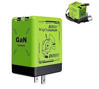 W&O 2 in 1 Gan Charger (Type C/L),120w Compatible Fast Retractable Wall,All in one foldable plug for iphone,Retractable Power Adapter,for iPhone, Phone, Tablet (green)