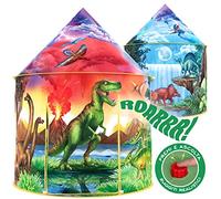 W&O Tenda da gioco con dinosauri con fantastiche canne da dinosauro, pop-up - tenda per bambini per interni ed esterni, casetta giocattolo per la cameretta dei bambini, per ragazze e ragazzi, tenda