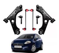 W-Parts Kit Bracci Sospensione Anteriore Per Avantreno 6 Pezzi - Bracci + Biellette Barra Stabilizzatrice + Testine Scatola Sterzo Per FIAT GRANDE PUNTO