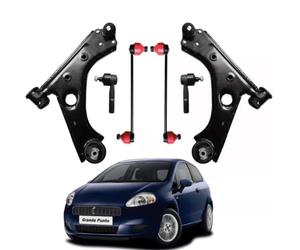 W-Parts Kit Bracci Sospensione Anteriore Per Avantreno 6 Pezzi - Bracci + Biellette Barra Stabilizzatrice + Testine Scatola Sterzo Per FIAT GRANDE PUNTO