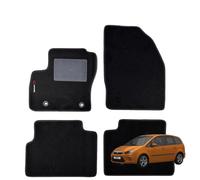 W-Parts Serie 4 TAPPETI - TAPPETINI in Moquette Neri per C-Max I dal 2003 al 2010 con battitacco Cucito, Bottoni di Fissaggio e Striscia Antiscivolo