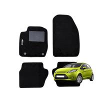 W-Parts Serie 4 TAPPETI - TAPPETINI in Moquette Neri per Fiesta VI dal 2011 al 2017 con battitacco Cucito, Bottoni di Fissaggio e Striscia Antiscivolo