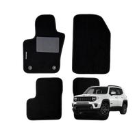 W-Parts Serie 4 TAPPETI - TAPPETINI in Moquette Neri per Renegade dal 2019 in Poi con battitacco Cucito, Bottoni di Fissaggio e Striscia Antiscivolo