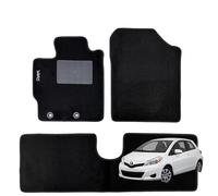 W-Parts Serie 4 TAPPETI - TAPPETINI in Moquette Neri per Yaris III dal 2011 al 2020 con battitacco Cucito, Bottoni di Fissaggio e Striscia Antiscivolo