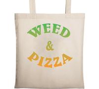 W & Pizza Munchie Slogan Naturale Cotone Ecologico Tote Bag Beige, Beige, Taglia unica