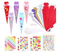 W Rxkiocs schultüte bastelset 32 Pezzi Coni Portaconfetti Conetti Portaconfetti Coni Portariso Coni Riso Coni Portaconfetti Confettata Sacchetto Regalo per la Scuola Sacchi di Zucchero Pieghevoli