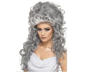 W Smiffys Medeia Witch Parrucca Riccia Grigia In Nylon