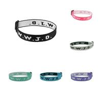 W.W.J.D. - Braccialetto da polso con stampa monogramma e cinturino in tessuto, unisex, regolabile, orologio automatico con scheletro, BK1*1+PK1*1+A*1+GN1*1+B*1+Viola*1,
