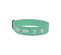W.W.J.D. - Braccialetto unisex con stampa monogramma, regolabile, con anelli per orecchie, Misura unica, Nylon, Nessuna pietra preziosa