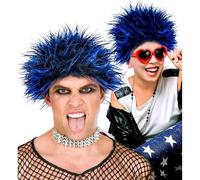 W WIDMANN MILANO Party Fashion 02128 - Parrucca punk, blu, rocker, capelli sintetici, festa a tema, carnevale