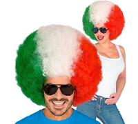 W WIDMANN MILANO Party Fashion 03001 - Parrucca ricci Italia, rosso/bianco-verde, articolo per tifosi, Coppa del Mondo EM, Public Viewing, Calcio
