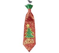 Widmann 04164 - Cravatta albero di Natale con glitter Taglia unica con elastico Accessori Natale Carnevale Festa a tema Sacra Serata