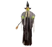 W WIDMANN MILANO Party Fashion 10058 - Strega con Scopa e Occhi Luminosi, Figura Horror fiabesca, Horror Deco, Halloween Deco Spaventoso