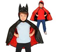 W WIDMANN MILANO Party Fashion 10666 - Mantello da supereroe, mantello reversibile con cappuccio, mantello, ragno, pipistrello, Halloween, costumi in maschera