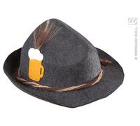 W WIDMANN MILANO Party Fashion 1409M - Cappello bavarese, con decorazione boccale di birra, grigio, Baviera, festa della birra, costume tradizionale, cappello, accessorio, carnevale, festa a tema