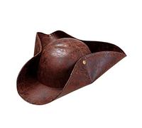 W WIDMANN MILANO Party Fashion 1417P - Cappello da pirata a tre punte, effetto ecopelle, accessorio per travestimenti di carnevale e feste a tema, marrone