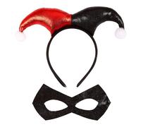 WIDMANN MILANO PARTY FASHION 29344 Kit di travestimento Harlekin, cerchietto per capelli, maschera per occhi, clown, carnevale, feste a tema, unisex, adulto, multicolore, taglia unica