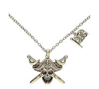 WIDMANN MILANO PARTY FASHION 46748 - Collana con teschio pirata e spade incrociate con bandiera pirata, gioiello, collana, pirata, carnevale, festa a tema