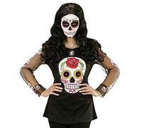 W WIDMANN MILANO Party Fashion 49001 - Camicia Dia de los Muertos, camicia a maniche lunghe, giorno dei morti, Halloween, carnevale, festa a tema