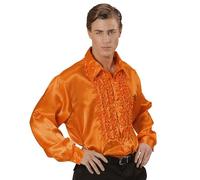 W WIDMANN MILANO Party Fashion - 70 anni di camicie con volant da uomo, camicia Disco Fever lucida, carnevale, festa a tema