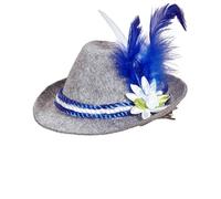 WIDMANN 95709 - Mini Fedora Bavarese Adulto Donna, con Stella Alpina, con Molletta per Capelli, Tirolese, Oktoberfest, Festa della Birra, Carnevale, Colore Grigio-Blu