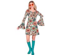 W WIDMANN MILANO Party Fashion - Abito hippie da donna, costume Flower Power anni '60, outfit retrò per Carnevale
