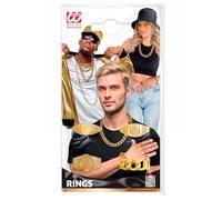 W WIDMANN MILANO Party Fashion - Anelli da uomo, set da 4, oro, gioielli da rapper, accessorio per costumi anni '80 e '90, carnevale
