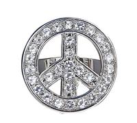 W WIDMANN MILANO Party Fashion - Anello hippie Peace con strass argento | Anello color argento con simbolo della pace e strass - accessorio per costumi regolabile per il Carnevale