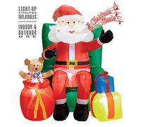 W WIDMANN MILANO Party Fashion - Babbo Natale gonfiabile seduto, 122 cm, luminoso con soffiatore, testa animata con musica, decorazione natalizia