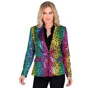 W WIDMANN MILANO Party Fashion - Blazer Moda Party con Paillettes per Donna, Giacca, Stampa Animali, Festival, Costumi di Carnevale