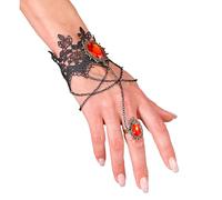W WIDMANN MILANO Party Fashion - Bracciale in pizzo con anello e pietra preziosa, gotico, accessorio per costume di Halloween (Confezione da 2)