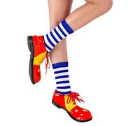 Widmann 34442 - Calze Rigate Adulto Unisex, Clown, Circo, Carnevale, Feste A Tema, Taglia XL, Colore Blu E Bianco