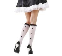 WIDMANN 2034F - Paio di Calzini con Pizzo E Fiocchetti, Adulto Donna, Teatro, Cameriera, Carnevale, Feste A Tema, 70 den, Taglia Unica, Colore Bianco