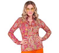 W WIDMANN MILANO Party Fashion - Camicetta anni '60 per donna, Hippie, Reggae, Flower Power, Disco Fever