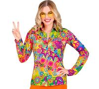 W WIDMANN MILANO Party Fashion - Camicetta anni '60 per donna, Hippie, Reggae, Flower Power, Disco Fever