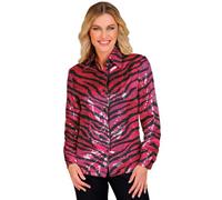 W WIDMANN MILANO Party Fashion - Camicetta con Paillettes da Donna | Top glitterato con colletto, look scintillante, costume per Carnevale e feste a tema