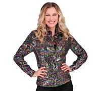 W WIDMANN MILANO Party Fashion - Camicetta da Donna con Paillettes, Top Scintillante con Colletto, Costume per Carnevale e Feste