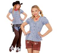 Widmann Blue Chequered Blouse (S) Blue