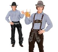 W WIDMANN MILANO Party Fashion - Camicia a quadri da uomo, camicia tradizionale per feste popolari, costumi da cowboy western