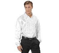 W WIDMANN MILANO Party Fashion - 70 anni di camicie con volant da uomo, camicia Disco Fever lucida, carnevale, festa a tema