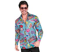W WIDMANN MILANO Party Fashion - Camicia da Festa con vistosa Stampa all-Over, Maniche Lunghe, Costume da Uomo per Carnevale