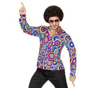W WIDMANN Milano Party Fashion - Camicia da Uomo Anni '70 | Stile Groovy, camicia in stile disco, design retrò accattivante, costume per Carnevale e feste a tema
