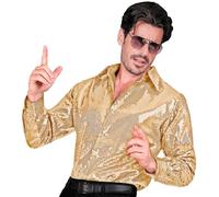 W WIDMANN MILANO Party Fashion - Camicia da uomo con paillettes | Abito da discoteca luccicante a maniche lunghe per Carnevale, festival, feste a tema ed eventi anni '70 e '80