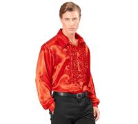 W WIDMANN MILANO Party Fashion - Camicia da uomo in raso a maniche lunghe in stile disco anni '70